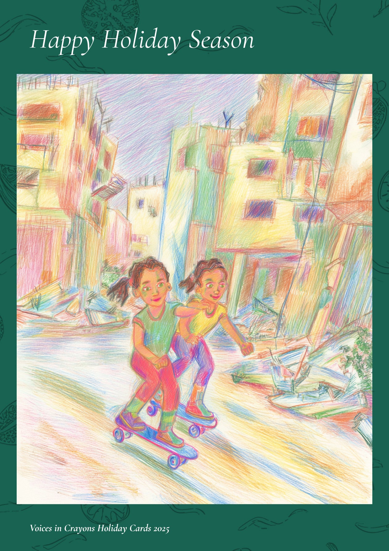“Rajab’s Skate Park” — Voices in Crayons Holiday Card 2025